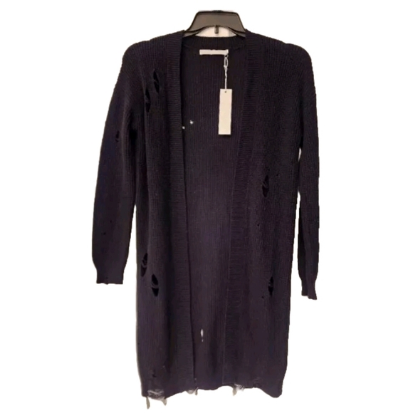 One grey day Wyatt distressed cardigan in black size Small - Picture 3 of 13